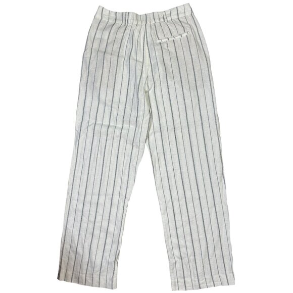 Old Navy Size M Woman Extra High-Rise Taylor Wide-Leg Striped White Linen-Blend - Picture 2 of 13